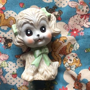 Kitschy Puppy with Green Bows